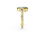 Yellow gold Fancy Green Marquise  Solitaire Twisted Pave Diamond Ring with Four-Prong Setting_117