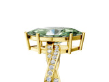 Yellow gold Fancy Green Marquise  Solitaire Twisted Pave Diamond Ring with Four-Prong Setting_120