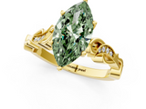 Yellow gold Fancy Green Marquise  Solitaire Vine Band with Milgrain Prong Setting_4
