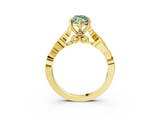 Yellow gold Fancy Green Marquise  Solitaire Vine Band with Milgrain Prong Setting_6