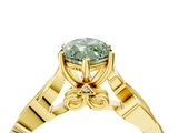 Yellow gold Fancy Green Marquise  Solitaire Vine Band with Milgrain Prong Setting_7