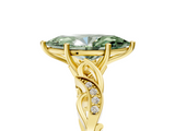 Yellow gold Fancy Green Marquise  Solitaire Vine Band with Milgrain Prong Setting_8