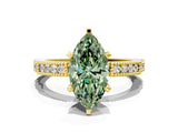 Yellow gold Fancy Green Marquise  Solitaire with Pavé Band and Four-Prong Setting_317