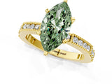 Yellow gold Fancy Green Marquise  Solitaire with Pavé Band and Four-Prong Setting_318