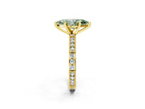 Yellow gold Fancy Green Marquise  Solitaire with Pavé Band and Four-Prong Setting_319
