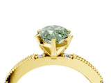 Yellow gold Fancy Green Marquise  Solitaire with Pavé Band and Four-Prong Setting_321