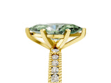 Yellow gold Fancy Green Marquise  Solitaire with Pavé Band and Four-Prong Setting_322