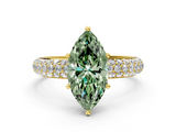 Yellow gold Fancy Green Marquise  Solitaire with Pave Band and Four-Prong Setting_3
