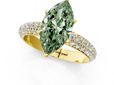 Yellow gold Fancy Green Marquise  Solitaire with Pave Band and Four-Prong Setting_4