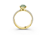 Yellow gold Fancy Green Marquise  Solitaire with Pave Band and Four-Prong Setting_6
