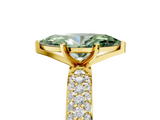 Yellow gold Fancy Green Marquise  Solitaire with Pave Band and Four-Prong Setting_8