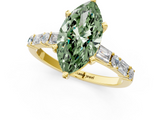 Yellow gold Fancy Green Marquise  Solitaire with Side Baguettes and Channel Set Band_21