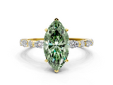 Yellow gold Fancy Green Marquise  Solitaire with Side Stones on a Pavé Band and Four-Prong Setting_23