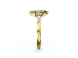 Yellow gold Fancy Green Marquise  Solitaire with Tapered Baguette Side Stones on a Classic Band with Four-Prong Setting_78