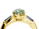 Yellow gold Fancy Green Marquise  Solitaire with Tapered Baguette Side Stones on a Classic Band with Four-Prong Setting_80