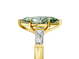 Yellow gold Fancy Green Marquise  Solitaire with Tapered Baguette Side Stones on a Classic Band with Four-Prong Setting_81