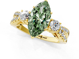 Yellow gold Fancy Green Marquise  Three-Stone Diamond Ring with Pavé Split Shank and Four-Prong Setting_63