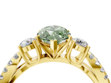 Yellow gold Fancy Green Marquise  Three-Stone Diamond Ring with Pavé Split Shank and Four-Prong Setting_66