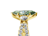 Yellow gold Fancy Green Marquise  Three-Stone Diamond Ring with Pavé Split Shank and Four-Prong Setting_67