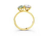 Yellow gold Fancy Green Marquise  and Emerald Cut Toi Moi Ring with Prong Setting_48