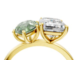 Yellow gold Fancy Green Marquise  and Emerald Cut Toi Moi Ring with Prong Setting_49