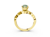 Yellow gold Fancy Green Marquise cut Solitaire Twisted Band Prong Setting Ring_208