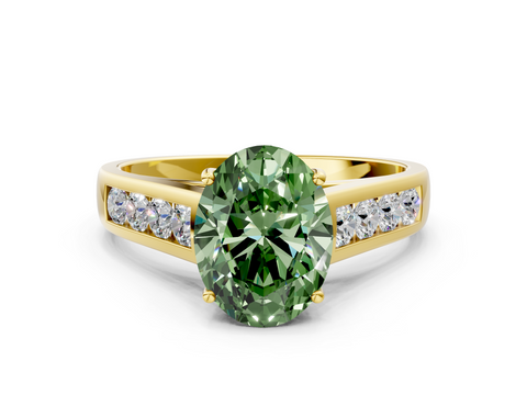 Yellow gold Fancy Green Oval  Brilliant Channel-Set Solitaire Ring with Four-Prong Setting_20