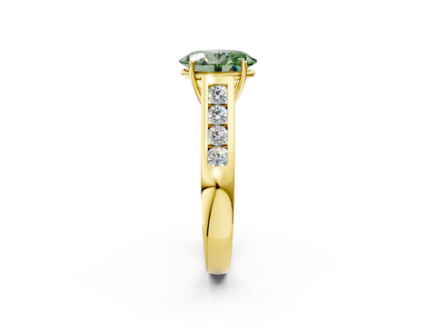 Yellow gold Fancy Green Oval  Brilliant Channel-Set Solitaire Ring with Four-Prong Setting_22