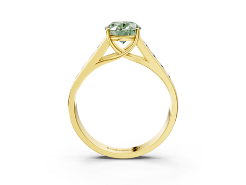 Yellow gold Fancy Green Oval  Brilliant Channel-Set Solitaire Ring with Four-Prong Setting_23