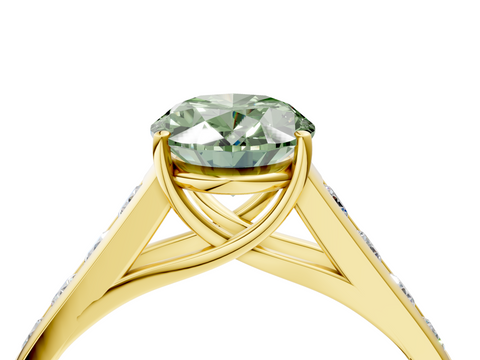 Yellow gold Fancy Green Oval  Brilliant Channel-Set Solitaire Ring with Four-Prong Setting_24
