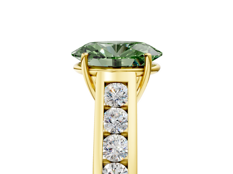 Yellow gold Fancy Green Oval  Brilliant Channel-Set Solitaire Ring with Four-Prong Setting_25