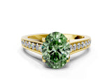 Yellow gold Fancy Green Oval  Brilliant Cut Diamond Engagement Ring with Pavé Band and Four-Prong Setting_49
