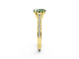 Yellow gold Fancy Green Oval  Brilliant Cut Diamond Engagement Ring with Pavé Band and Four-Prong Setting_51