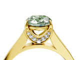 Yellow gold Fancy Green Oval  Brilliant Cut Diamond Engagement Ring with Pavé Band and Four-Prong Setting_53