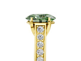 Yellow gold Fancy Green Oval  Brilliant Cut Diamond Engagement Ring with Pavé Band and Four-Prong Setting_54