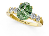 Yellow gold Fancy Green Oval  Brilliant Cut Diamond Five-Stone Prong Set Engagement Ring with Channel Band_35