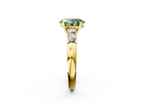 Yellow gold Fancy Green Oval  Brilliant Cut Diamond Five-Stone Prong Set Engagement Ring with Channel Band_36