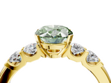 Yellow gold Fancy Green Oval  Brilliant Cut Diamond Five-Stone Prong Set Engagement Ring with Channel Band_38