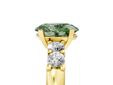 Yellow gold Fancy Green Oval  Brilliant Cut Diamond Five-Stone Prong Set Engagement Ring with Channel Band_39