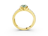 Yellow gold Fancy Green Oval  Brilliant Diamond Channel Set Wide Band Ring with Bezel Setting_23