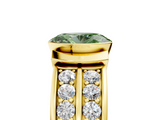 Yellow gold Fancy Green Oval  Brilliant Diamond Channel Set Wide Band Ring with Bezel Setting_25