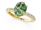 Yellow gold Fancy Green Oval  Brilliant Pavé Band Solitaire with Four-Prong Setting_41