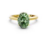 Yellow gold Fancy Green Oval  Brilliant Solitaire Engagement Ring with Six-Prong Setting and Classic Band_20