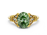 Yellow gold Fancy Green Oval  Brilliant Solitaire with Pave Band and Four-Prong Setting_20