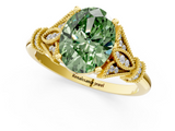 Yellow gold Fancy Green Oval  Brilliant Solitaire with Pave Band and Four-Prong Setting_21