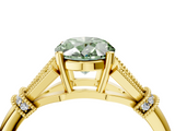 Yellow gold Fancy Green Oval  Brilliant Solitaire with Pave Band and Four-Prong Setting_24