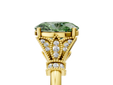 Yellow gold Fancy Green Oval  Brilliant Solitaire with Pave Band and Four-Prong Setting_25