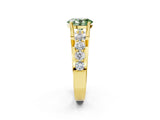 Yellow gold Fancy Green Oval  Brilliant Solitaire with Side Stones on a Pave Band and Four-Prong Setting_26