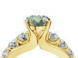 Yellow gold Fancy Green Oval  Brilliant Solitaire with Side Stones on a Pave Band and Four-Prong Setting_28