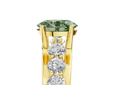 Yellow gold Fancy Green Oval  Brilliant Solitaire with Side Stones on a Pave Band and Four-Prong Setting_29